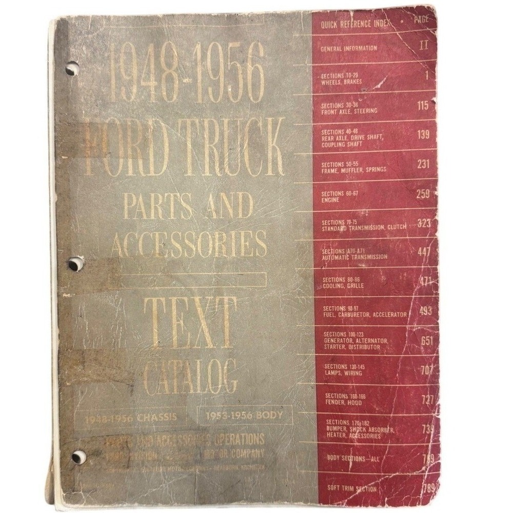 1948-1956 Ford Truck Parts and Accessories Text Catalog Vintage Manual